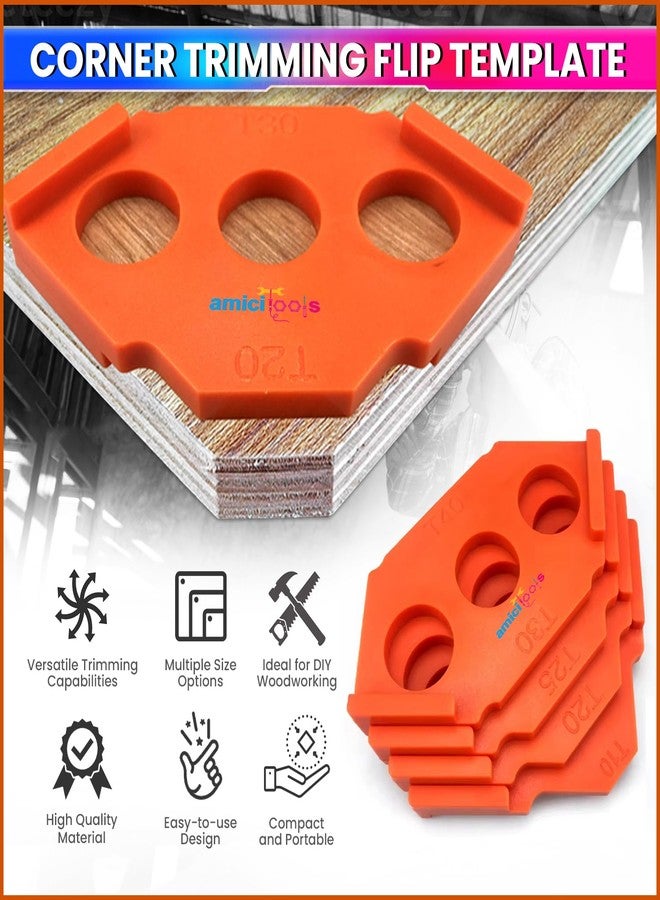 amiciTools 4-in-1 Router Template Set | T10-T15, T20-T30, T25-T35, T30-T40 Corner Trimming Jig | ABS CNC Woodworking Router Guide for Trimming, Shaping & Precision Fillet Cuts - Image 3